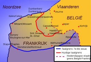 Map of Flemish speaking area in France