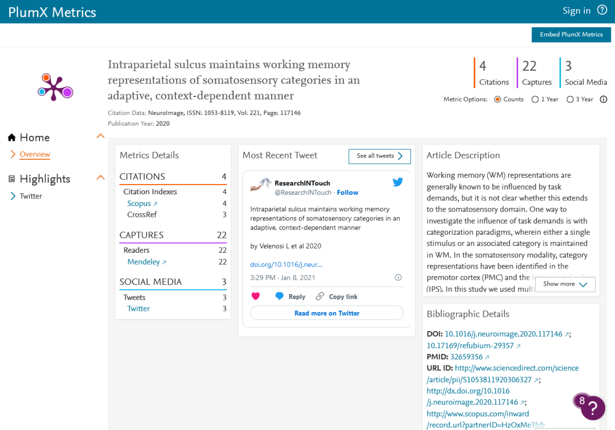 PlumX Metrics von Plum Analytics Qualitätskriterien für die